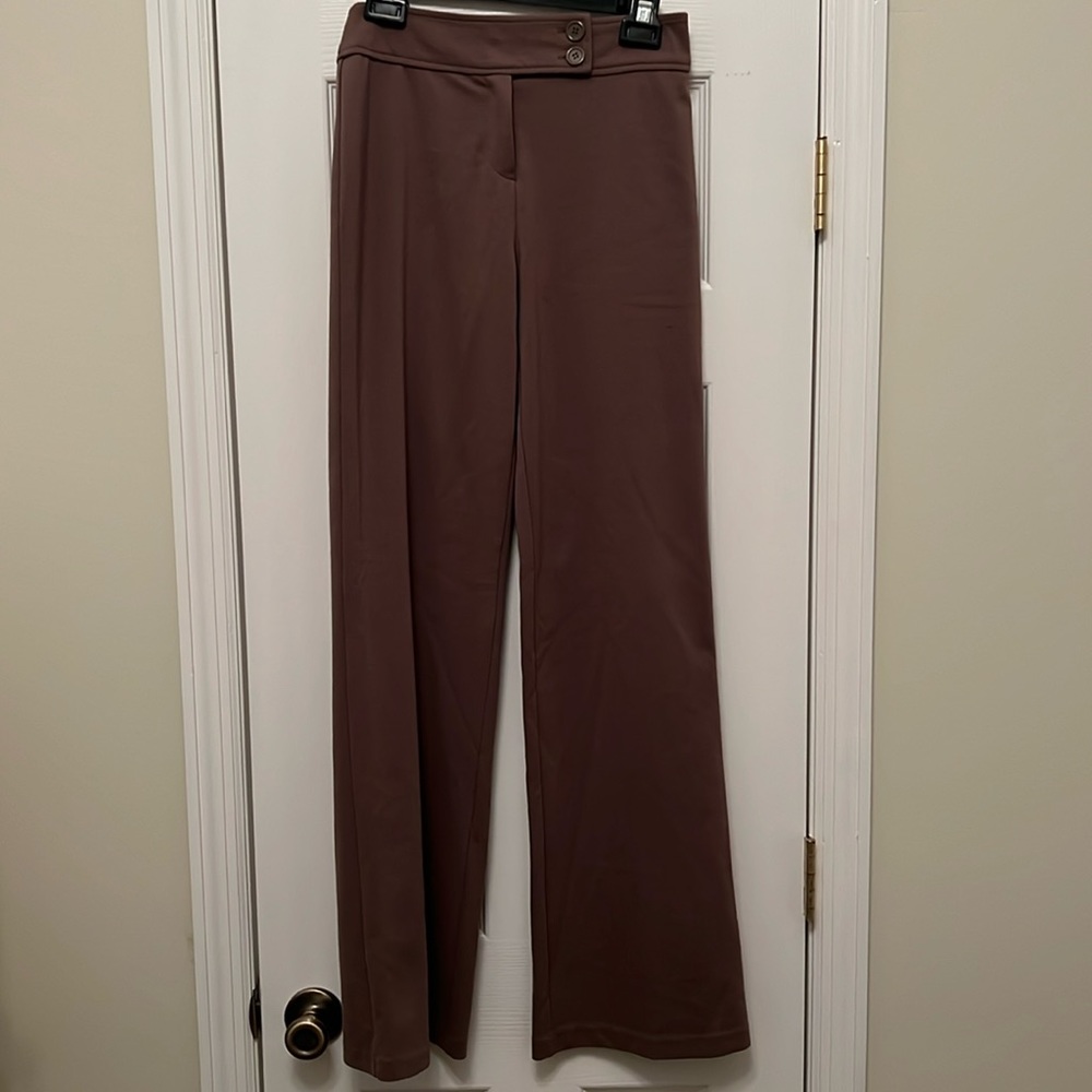 XS Tall New York and Company stretch knit wide leg pants brown